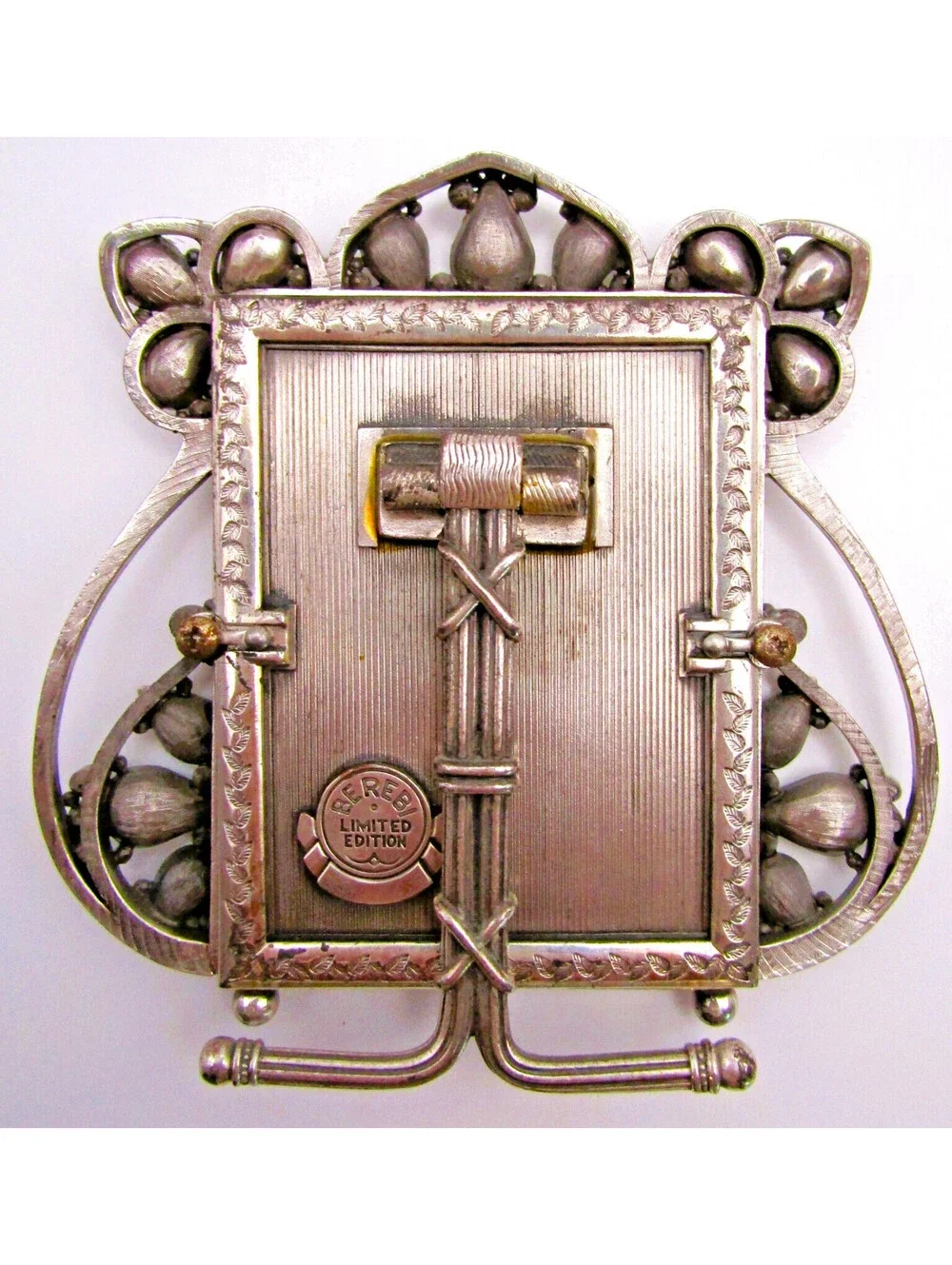 Edgar Berebi Art Nouveau-Style Silver and Enamel Jeweled Frame 4 1/4